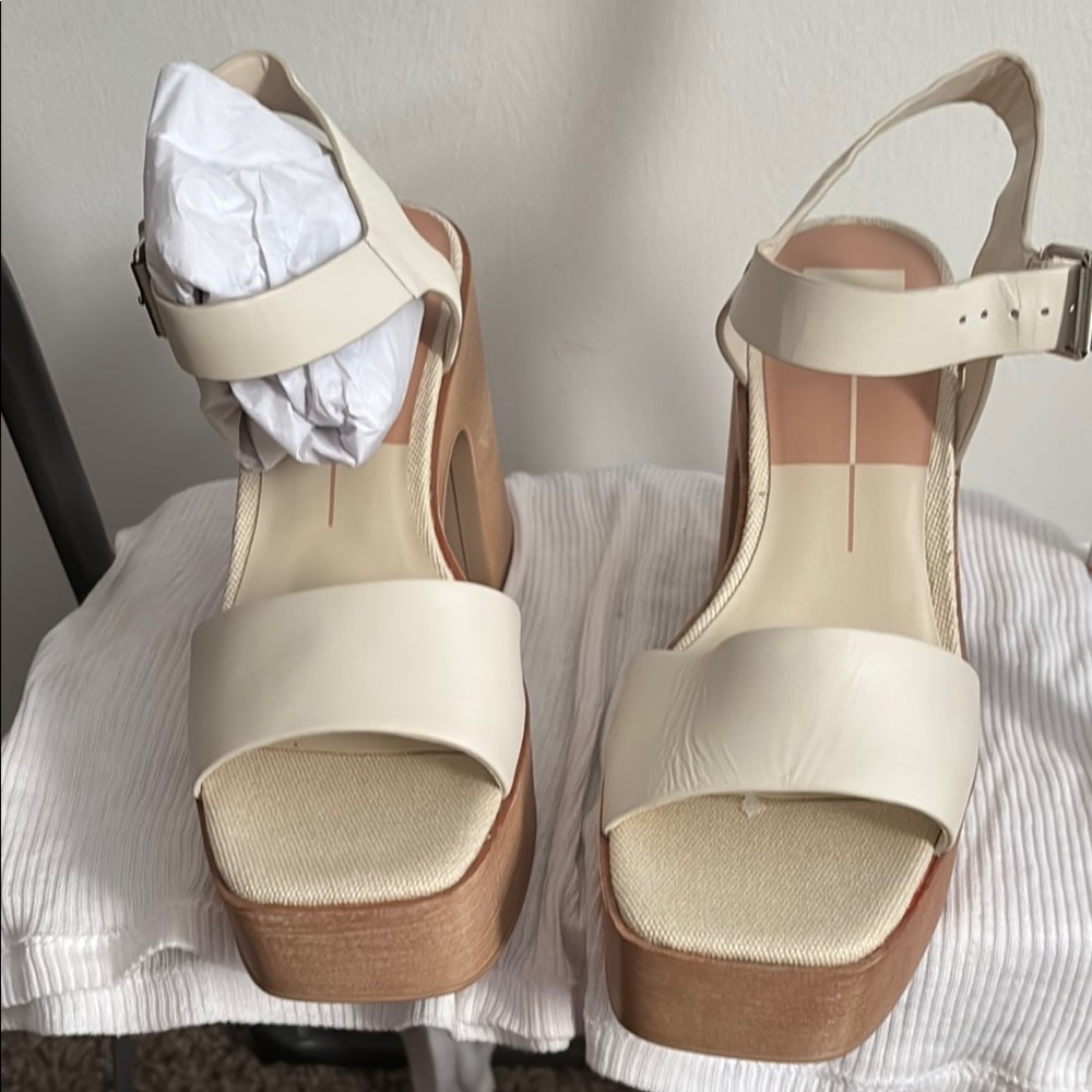 Dolce Vita Cream Platform Heels with Ankle Straps